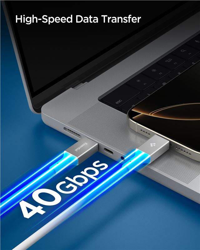 Cablu Spigen Essential USB C la USB C 240W, 1.2m, alb (iPhone 17 Pro Max, ACA08776) by www.silkase.ro